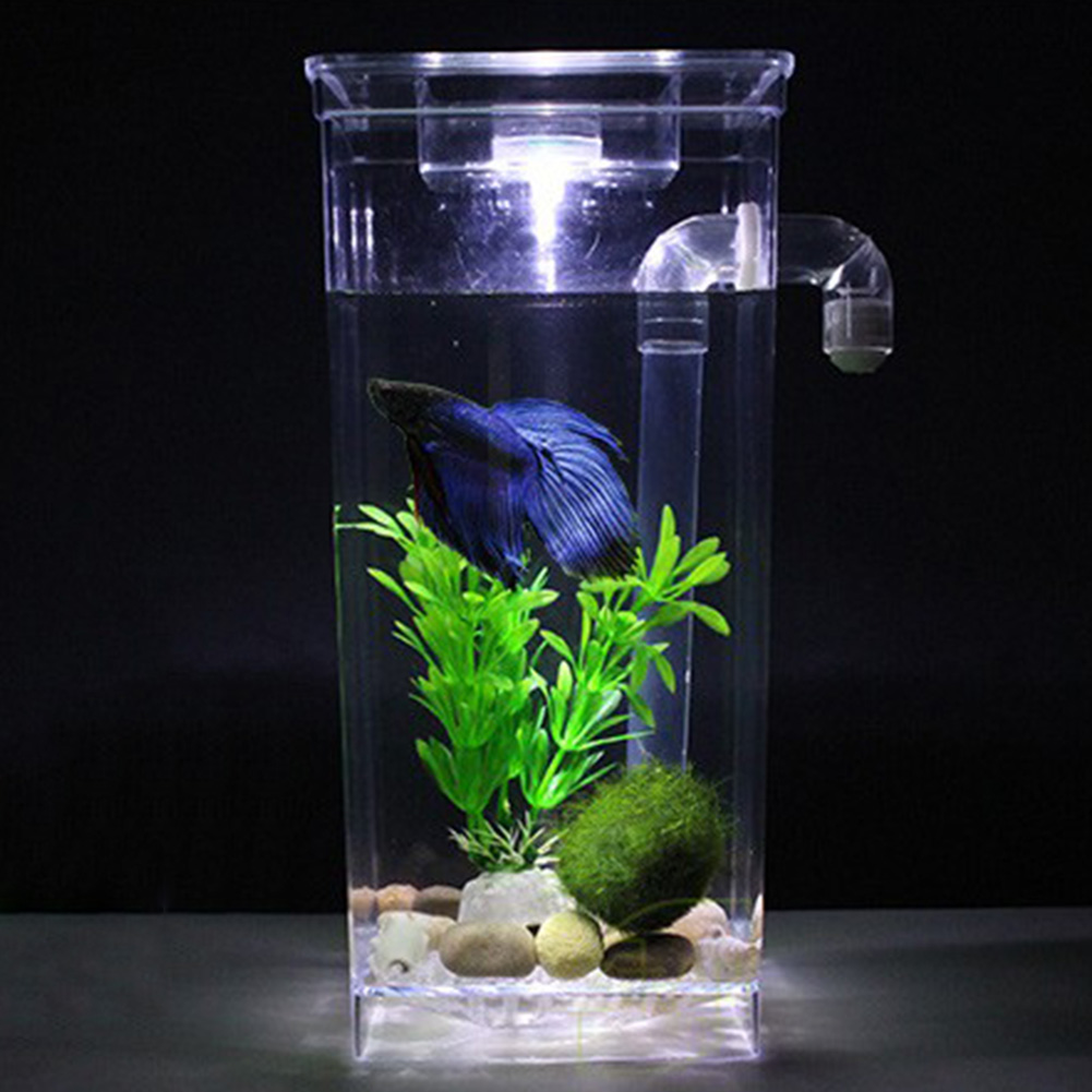 Self Cleaning Fish Tank Desktop Aquarium Betta Fishbowl Round/Square ...